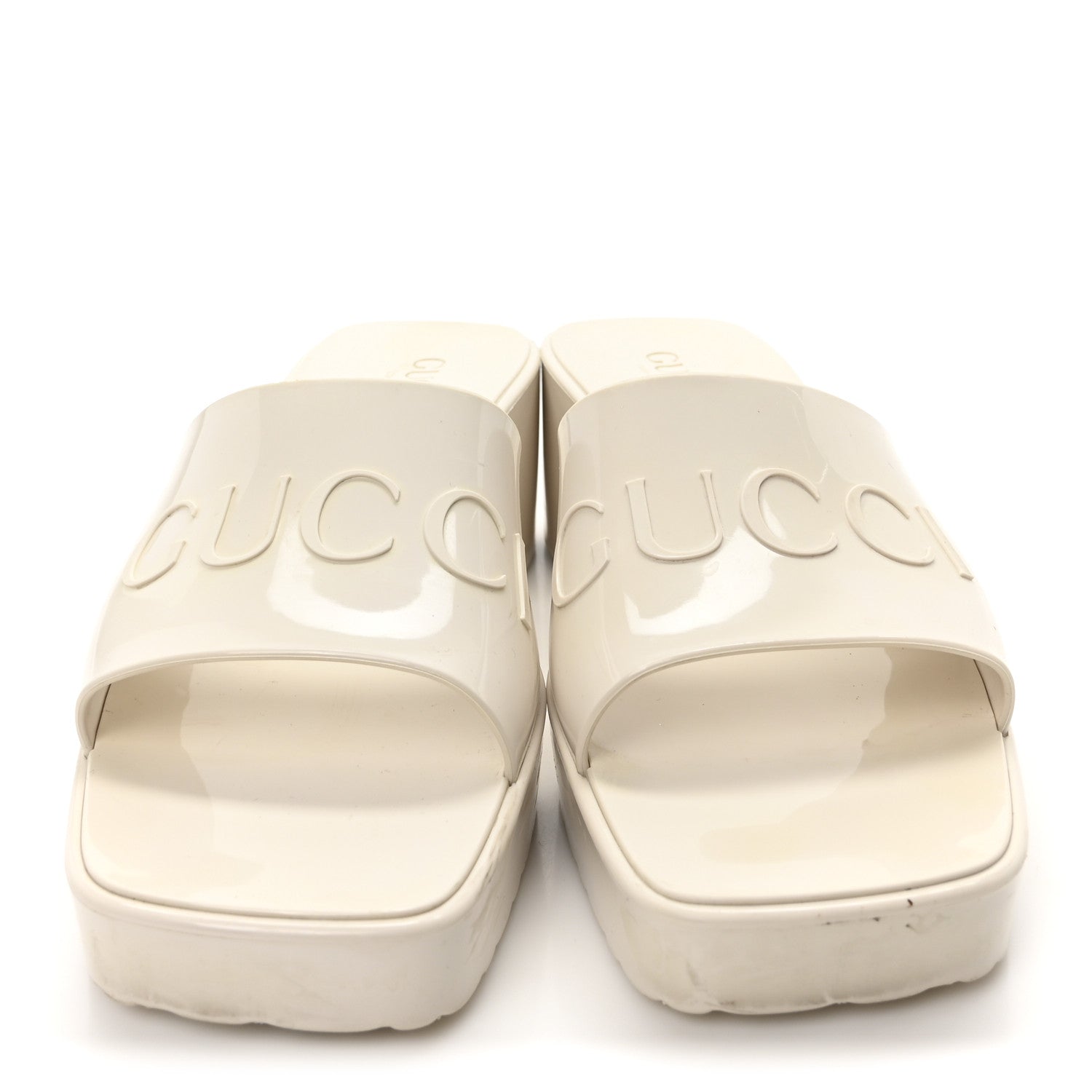 Gucci Rubber Gucci Logo Womens Platform 20/60mm Slide Sandals 40