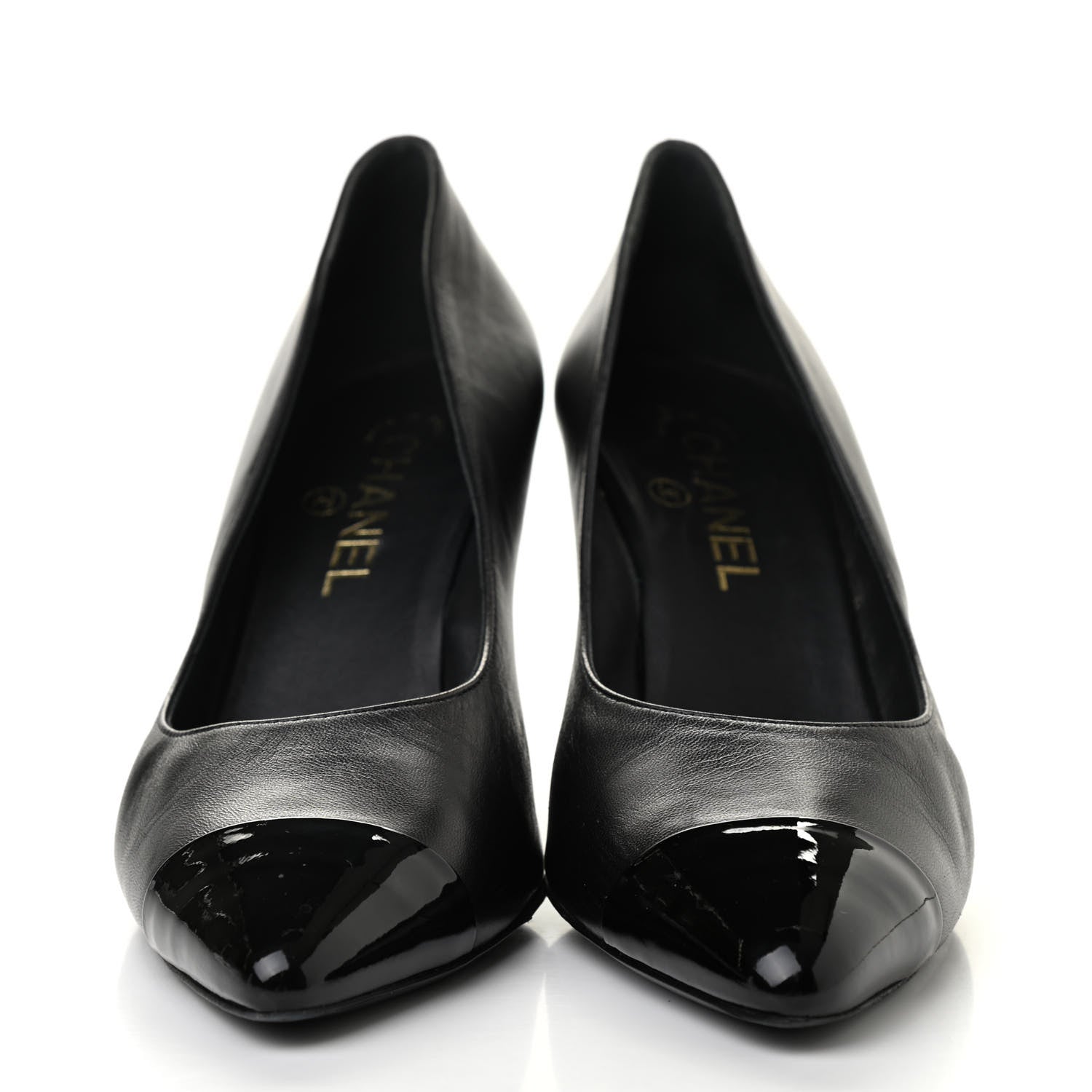Chanel Patent Lambskin Cap Toe Pearl Pumps 39.5 Black 2 of 14