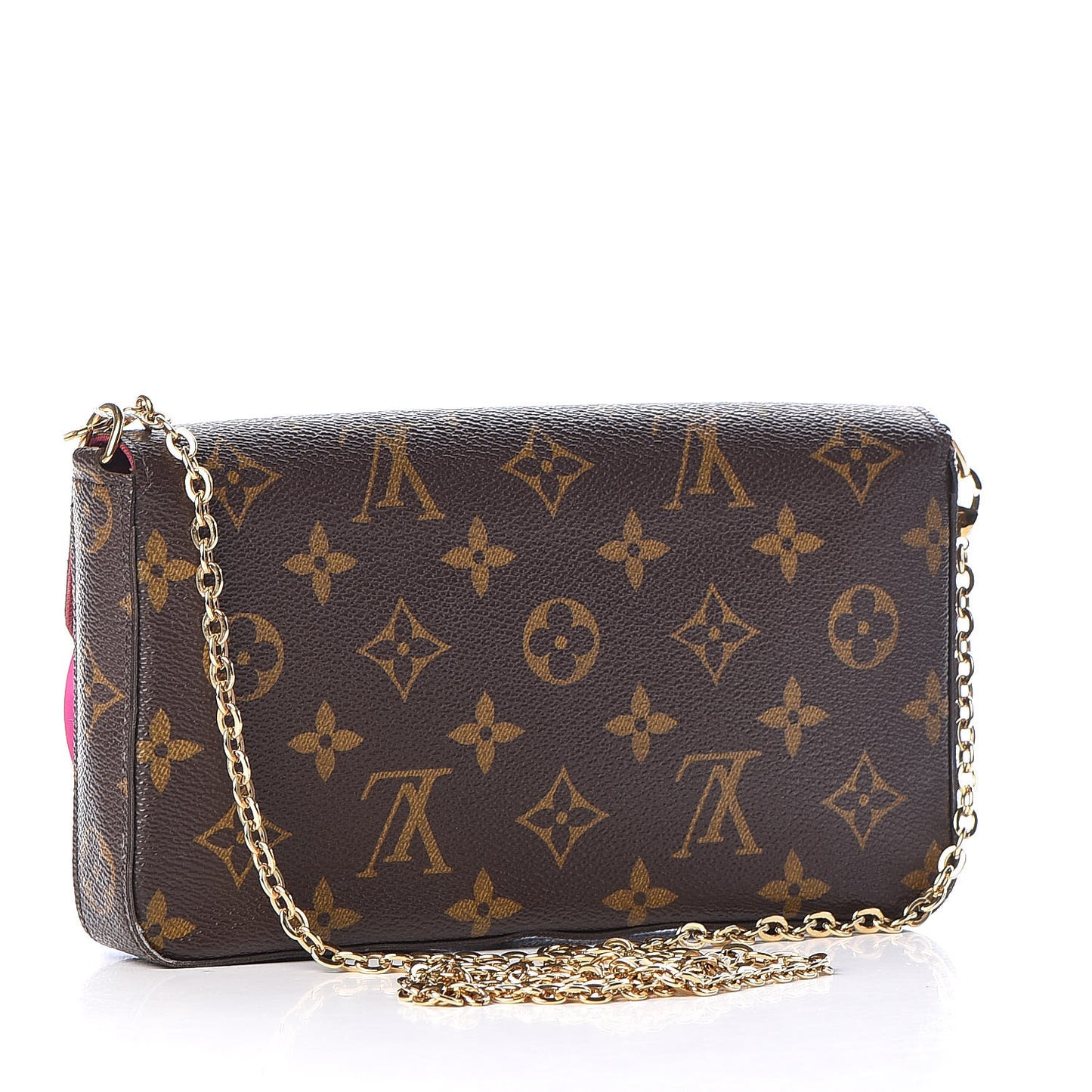 Monogram Pochette Felicie Chain Wallet Fuchsia