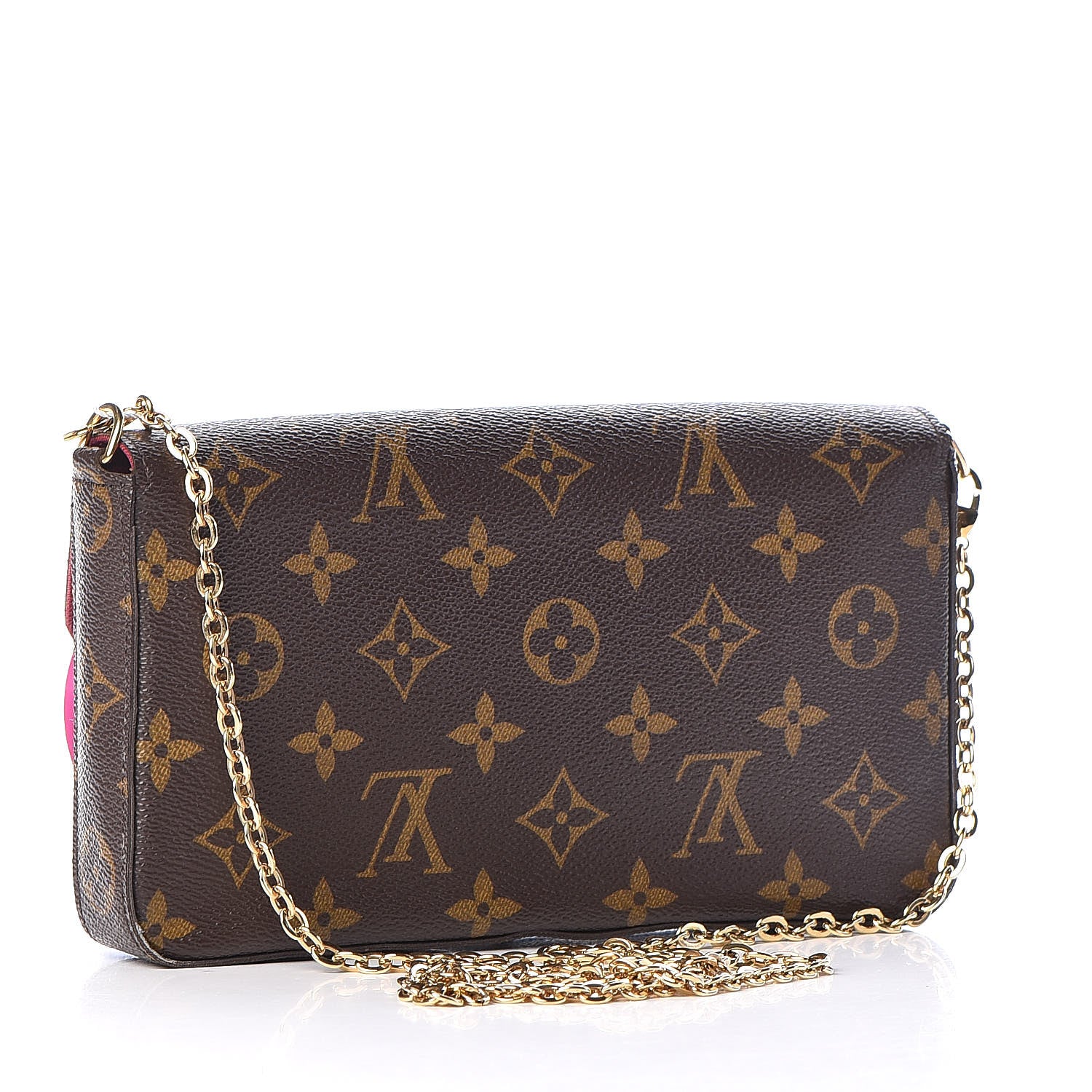 Louis Vuitton Monogram Pochette Felicie Chain Wallet Fuchsia 3 of 11