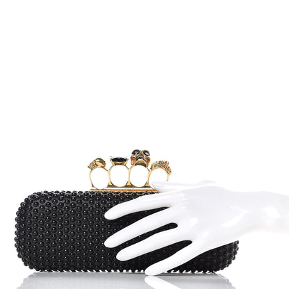 Alexander McQueen Nappa Studded Skull Knuckle Box Clutch Black 2 of 8