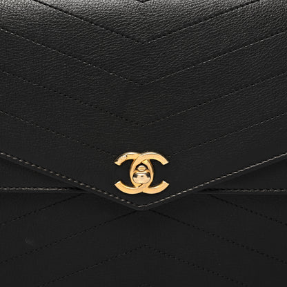 Chanel Calfskin Chevron Quilted Casual Trip Clutch Black 9 of 11