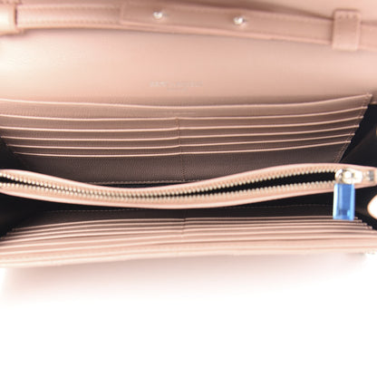 Saint Laurent Grain De Poudre Matelasse Chevron Monogram Chain Wallet Pale Pink 4 of 8