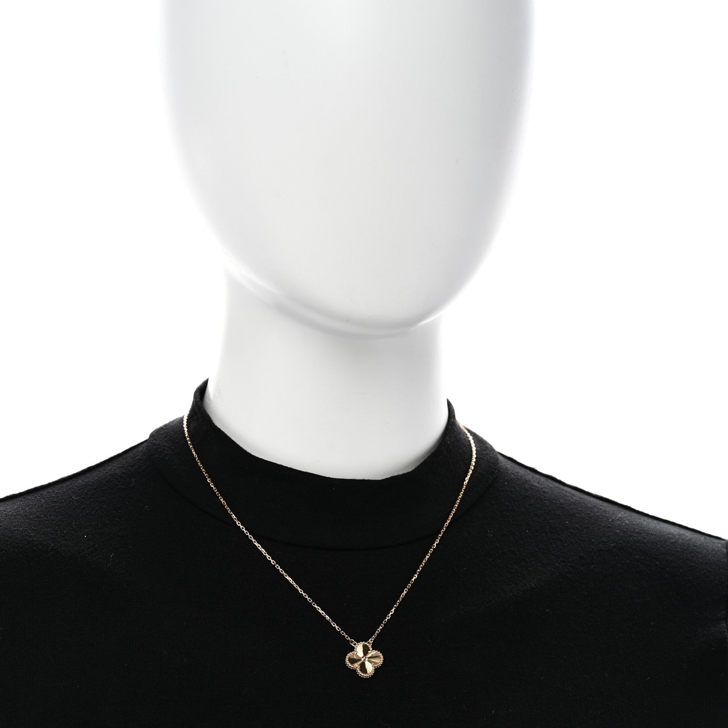 Van Cleef & Arpels 18K Yellow Gold Guilloche Vintage Alhambra Pendant Necklace 2 of 6