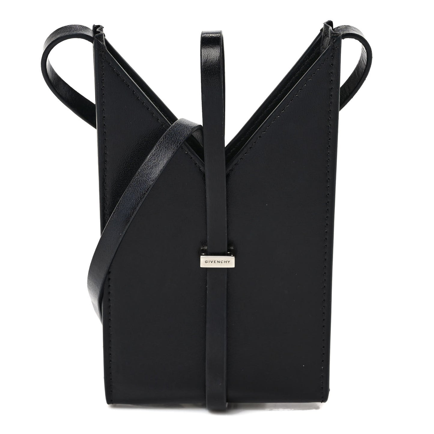 Calfskin Mini Cut Out Phone Crossbody Pouch Black