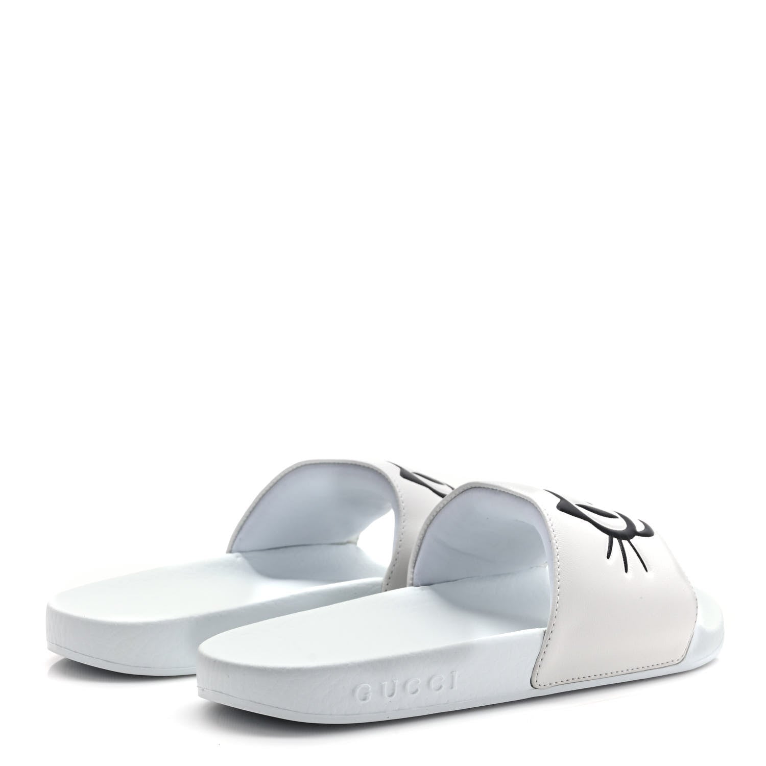 Gucci Nappa Interlocking G Cat Womens Pursuit Slide Sandals 35 Great White 4 of 7