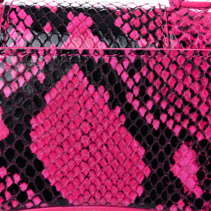 Balenciaga Shiny Calfskin Python Effect Hourglass Top Handle Bag Mini Fuchsia Black 9 of 10