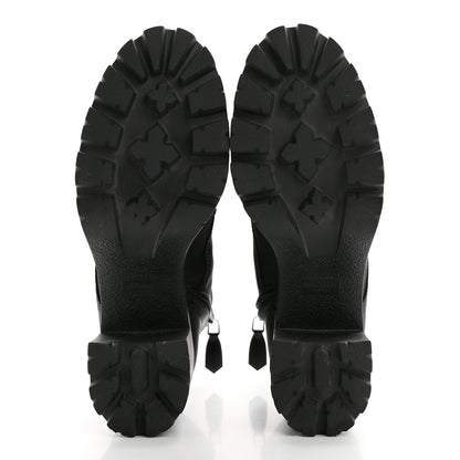Prada Spazzolato Re-Nylon Metal Triangle Logo Lace Up 55mm Ankle Boots 38.5 Black 5 of 11