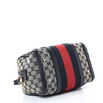 Gucci Monogram Vintage Web Small Boston Navy 3 of 19