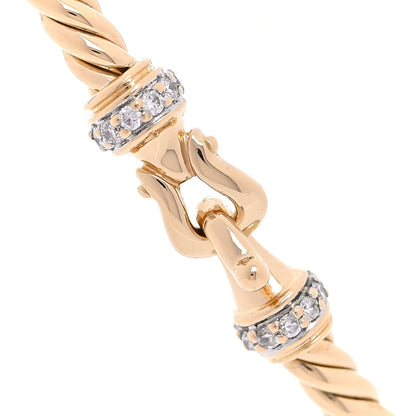 David Yurman 18K Yellow Gold Diamond 2.6mm Cable Collectibles Buckle Bracelet 4 of 6