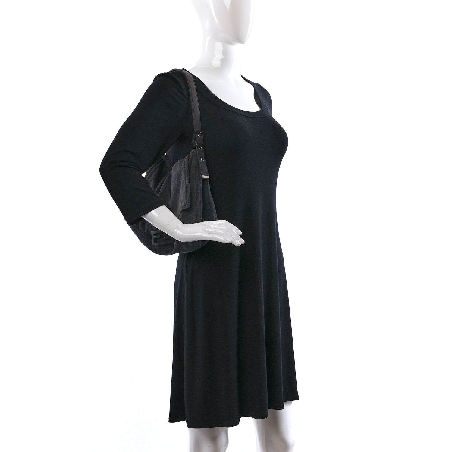 Fendi Jersey Big Forever Mama Baguette Grey 2 of 12
