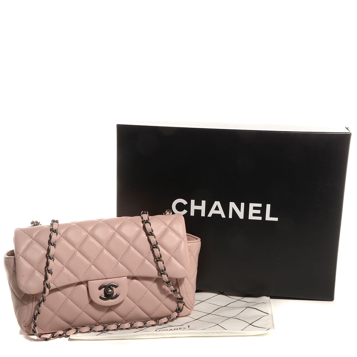 Lambskin Medium Around Pockets Flap Light Pink