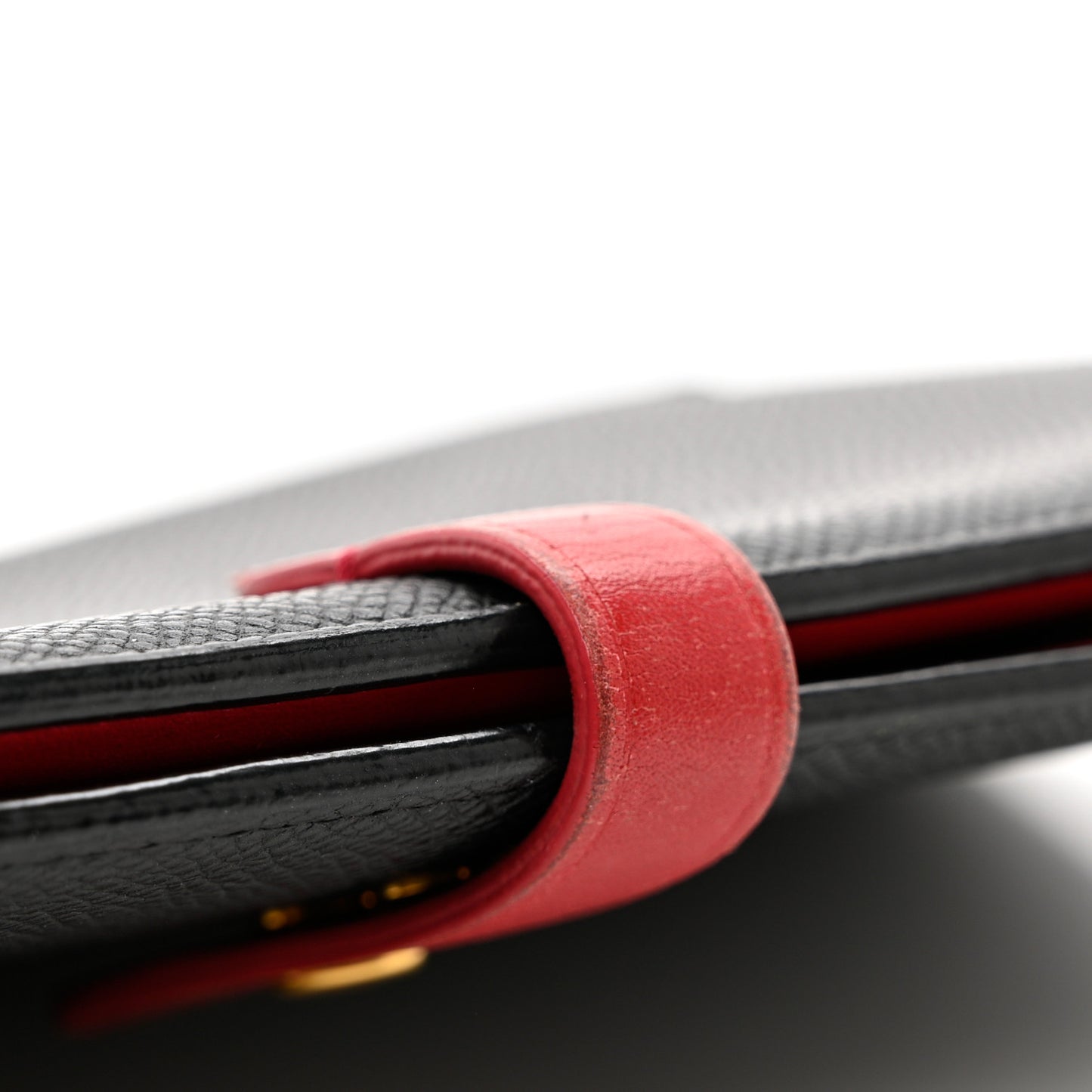 Grained Calfskin Large Multifunction Strap Wallet Black Pink