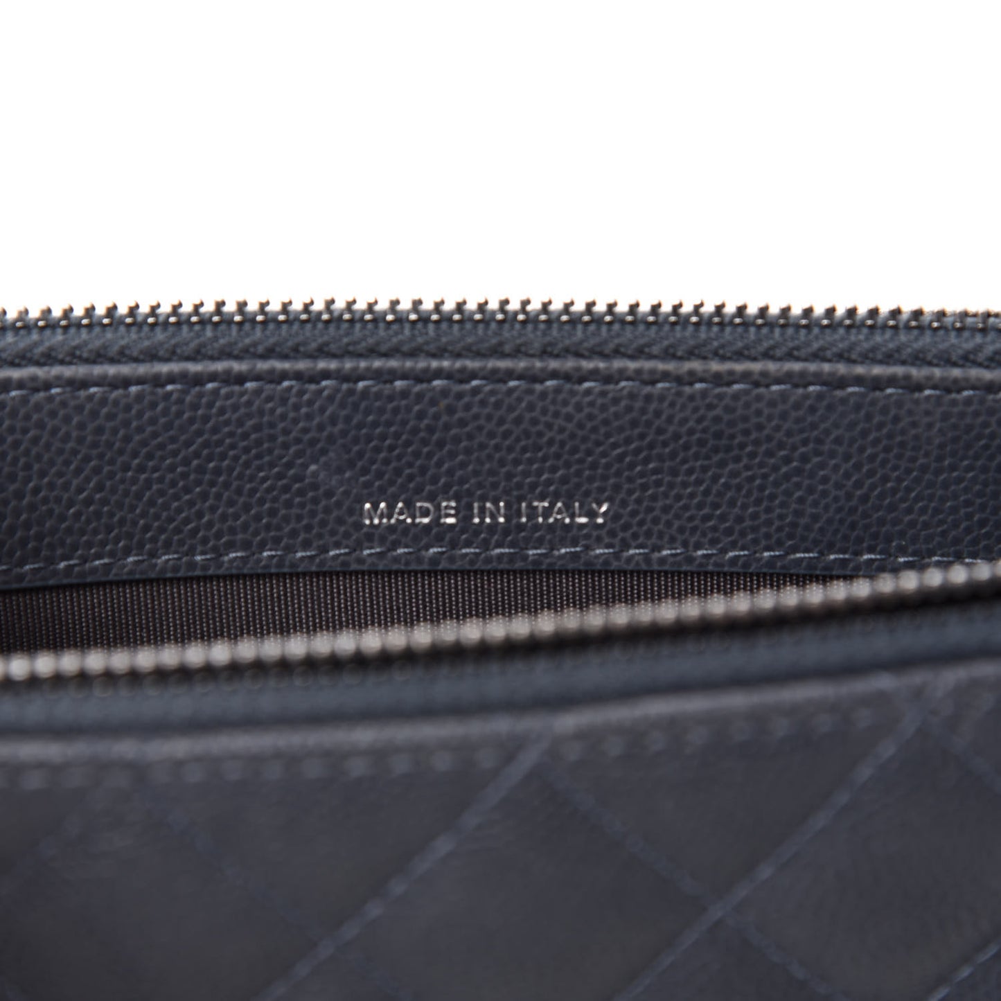 Caviar Quilted Small Clutch With Chain Grey