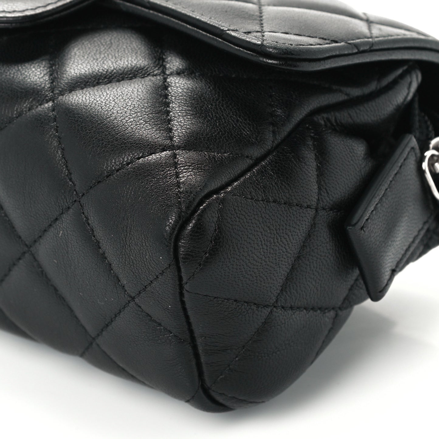 Lambskin Quilted Flap Cosmetic Case Black