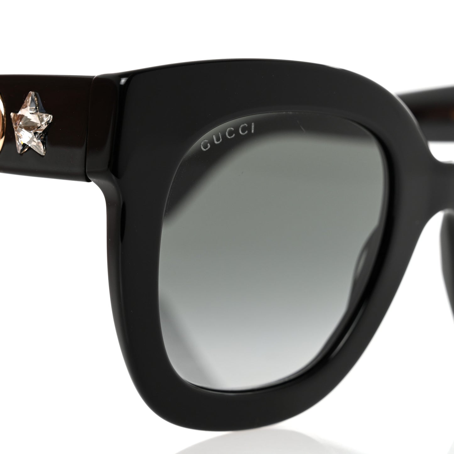 Acetate Crystal Star Round Frame Sunglasses GG0208S Black