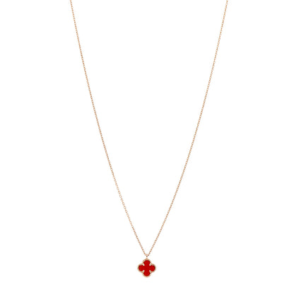 Van Cleef & Arpels 18K Rose Gold Carnelian Sweet Alhambra Pendant Necklace 1 of 5