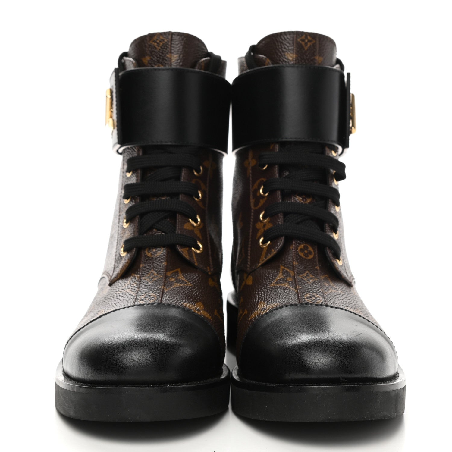 Louis Vuitton Calfskin Monogram Wonderland Flat Ranger Boots 39 Black 2 of 9