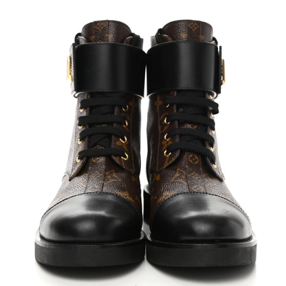 Louis Vuitton Calfskin Monogram Wonderland Flat Ranger Boots 39 Black 2 of 9