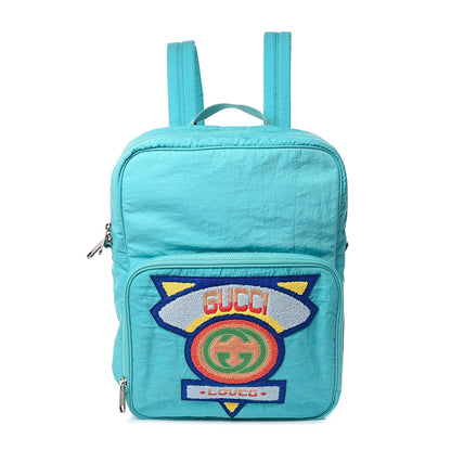 Gucci Nylon Twill 80s Logo Patch Backpack Lago 1 of 10