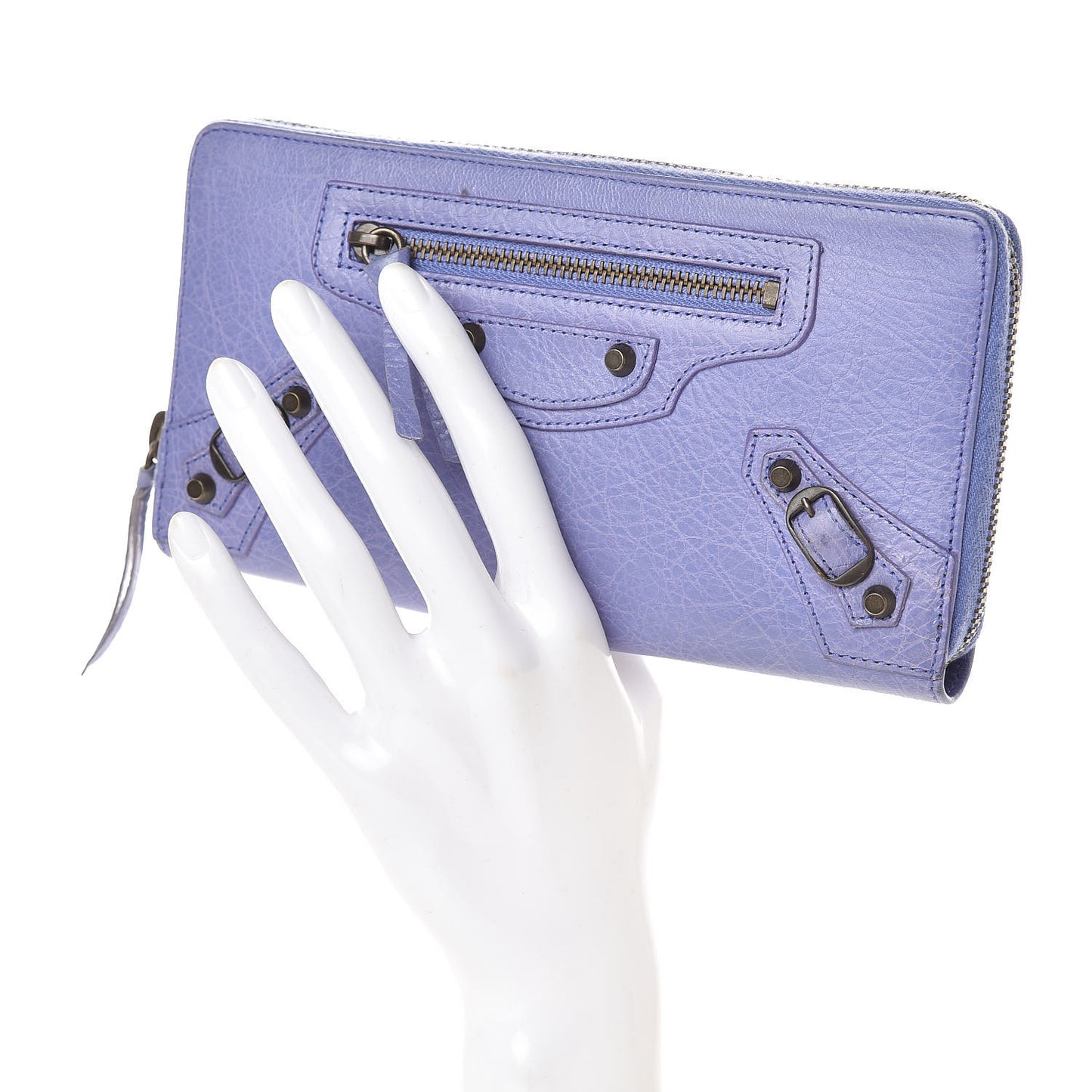 Agneau Classic Hardware Continental Zip Around Wallet Mauve