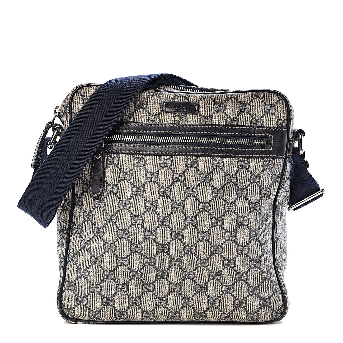 GG Plus Monogram Selleria Calfskin Medium Messenger Bag Beige Blue