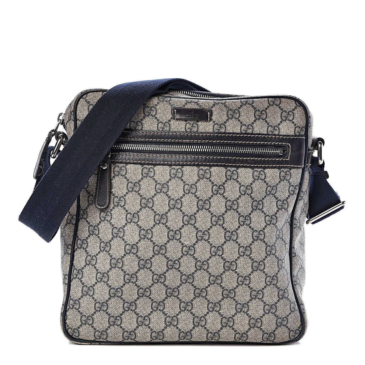 Gucci GG Plus Monogram Selleria Calfskin Medium Messenger Bag Beige Blue 1 of 15