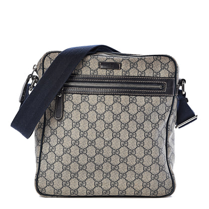 Gucci GG Plus Monogram Selleria Calfskin Medium Messenger Bag Beige Blue 1 of 15