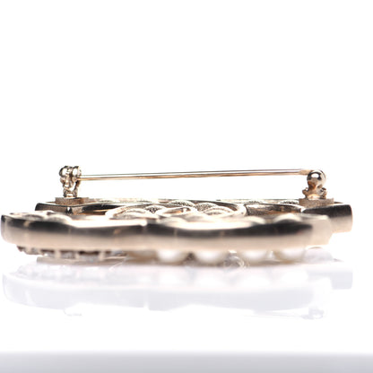 Chanel Pearl Crystal CC Brooch Silver 6 of 7