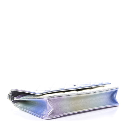 Chanel Gradient Metallic Calfskin Quilted Wallet On Chain WOC Silver Blue Yellow Purple 3 of 11