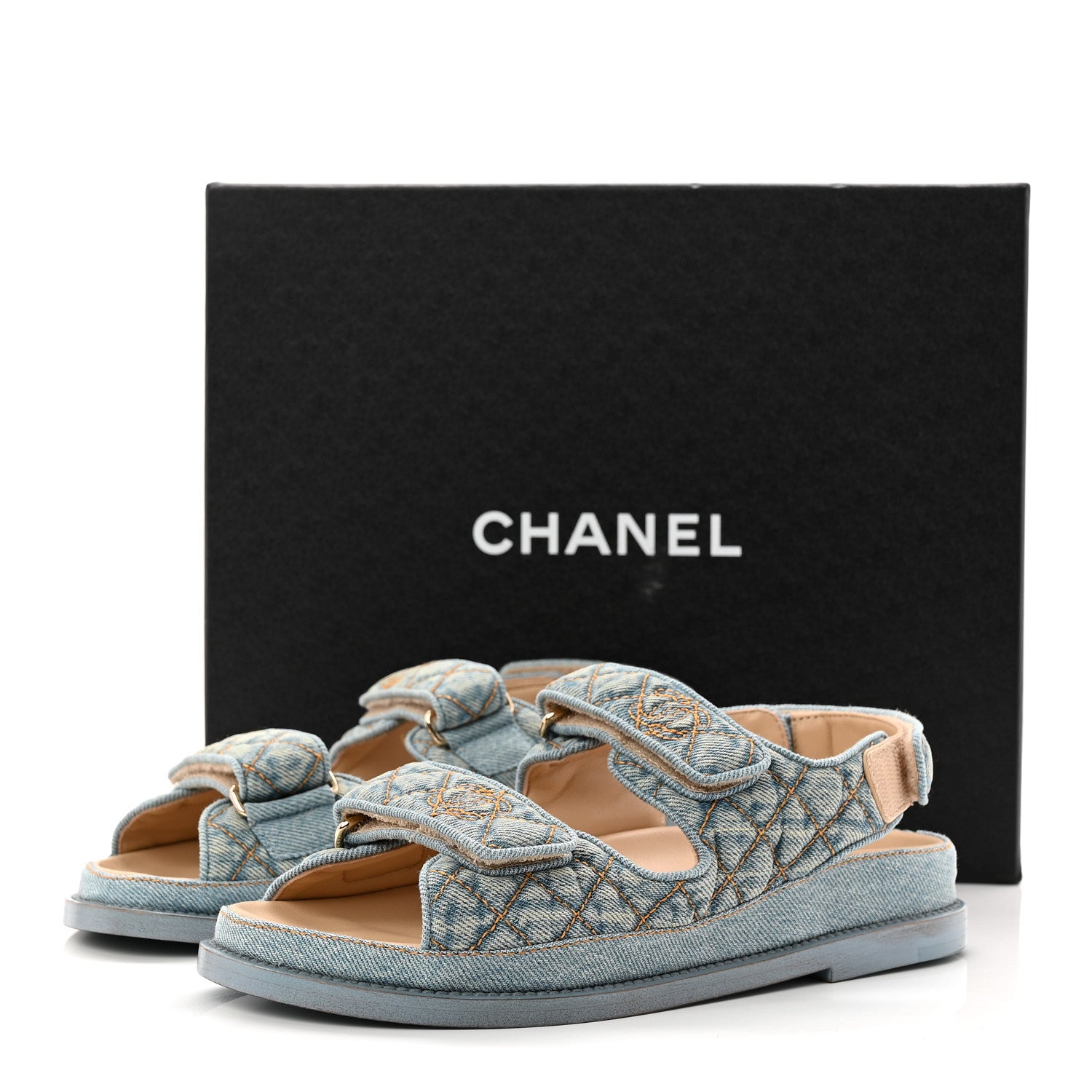 Chanel Denim Quilted Dad Sandals 36 Blue 1879627 – FASHIONPHILE