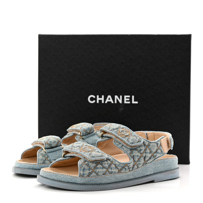 Chanel Denim Quilted Dad Sandals 36 Blue 10 of 10