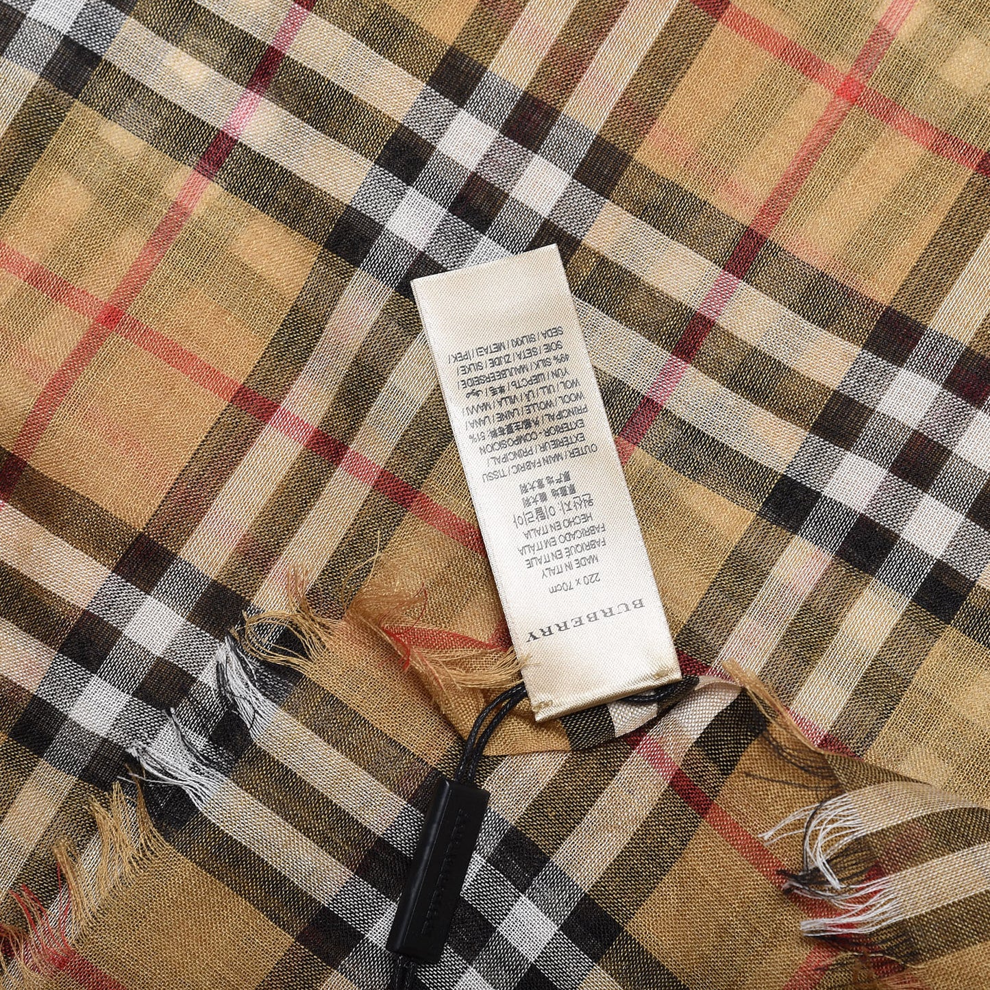 Wool Silk Gauze Vintage Check Scarf Antique Yellow
