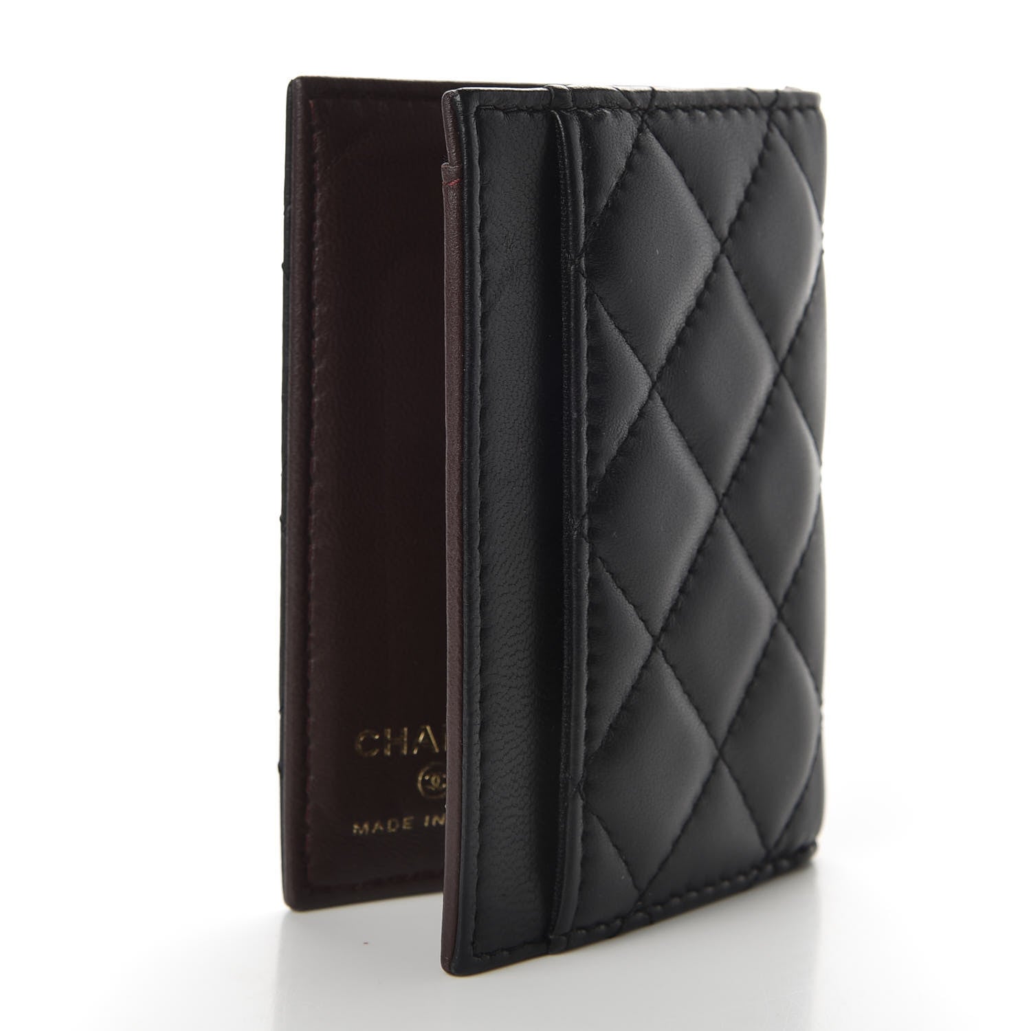 Chanel Lambskin Quilted Card Holder Wallet Black 3 of 8