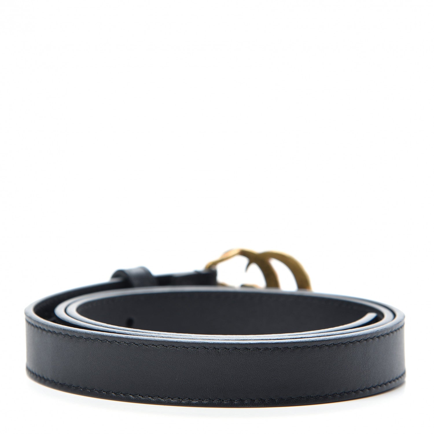 Gucci Moon Calfskin Pearl Double G 20mm Belt 80 32 Black Cream 2 of 5