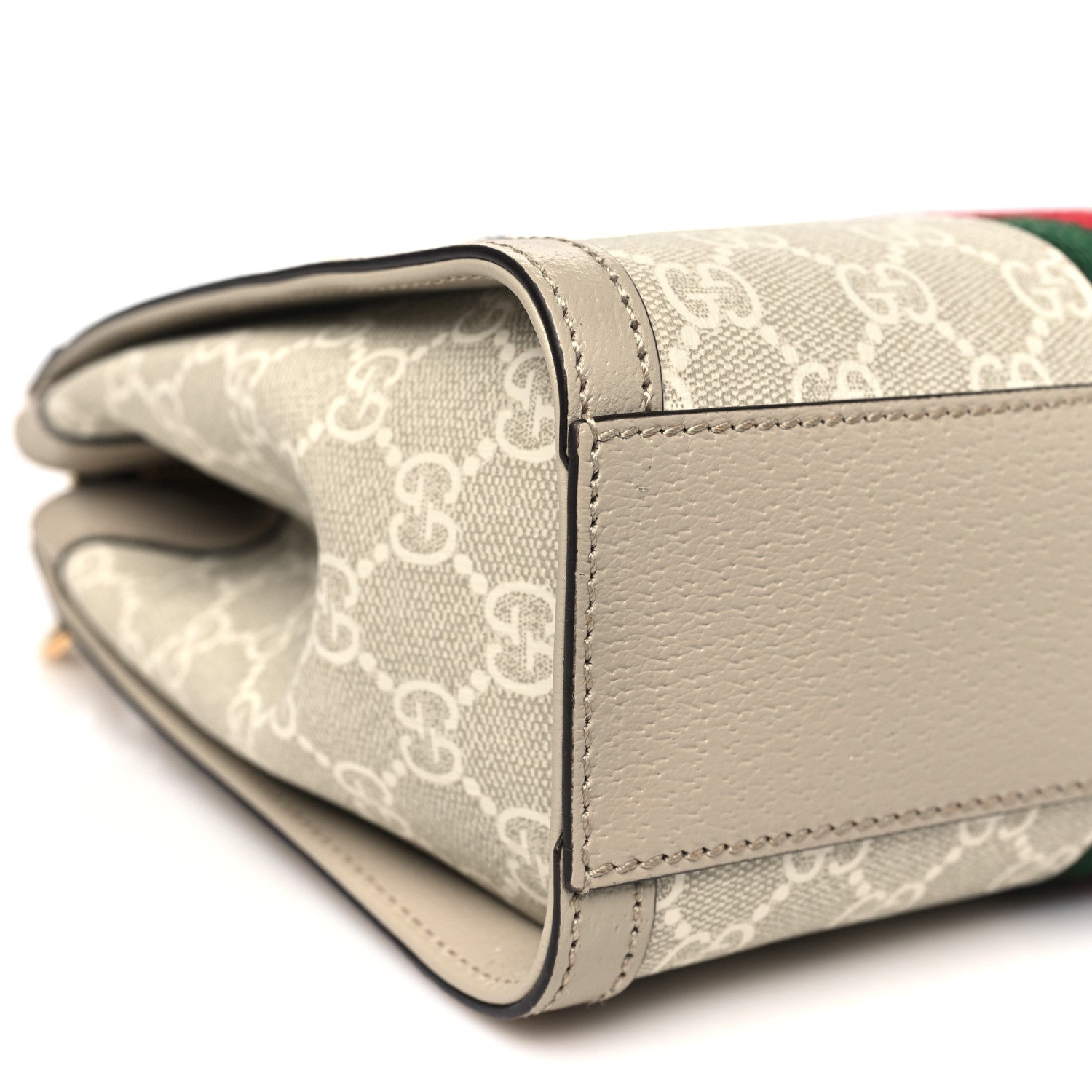 Gucci GG Supreme Monogram Textured Dollar Calfskin Web Small Ophidia Tote Bag Beige Mystic White Oatmeal 9 of 10
