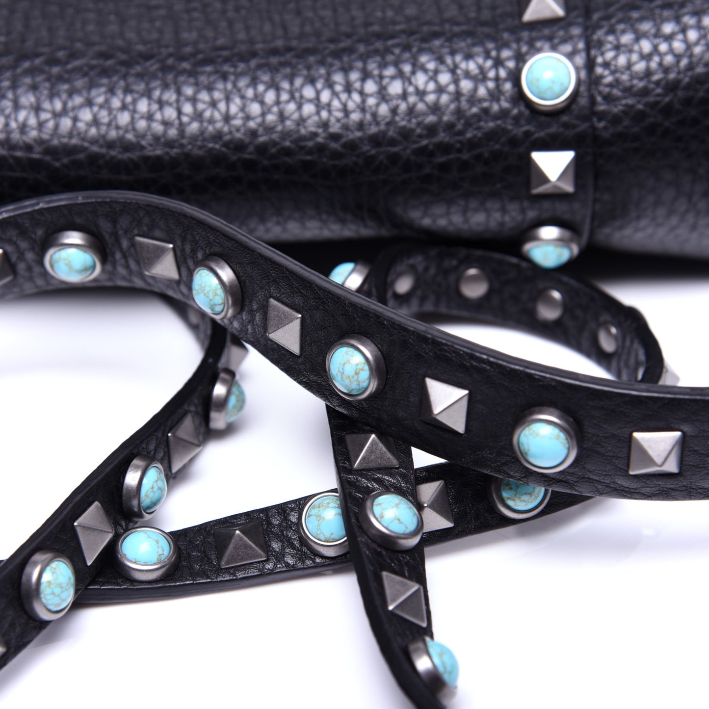 Alce Calfskin My Rockstud Rolling Frame Bag Black
