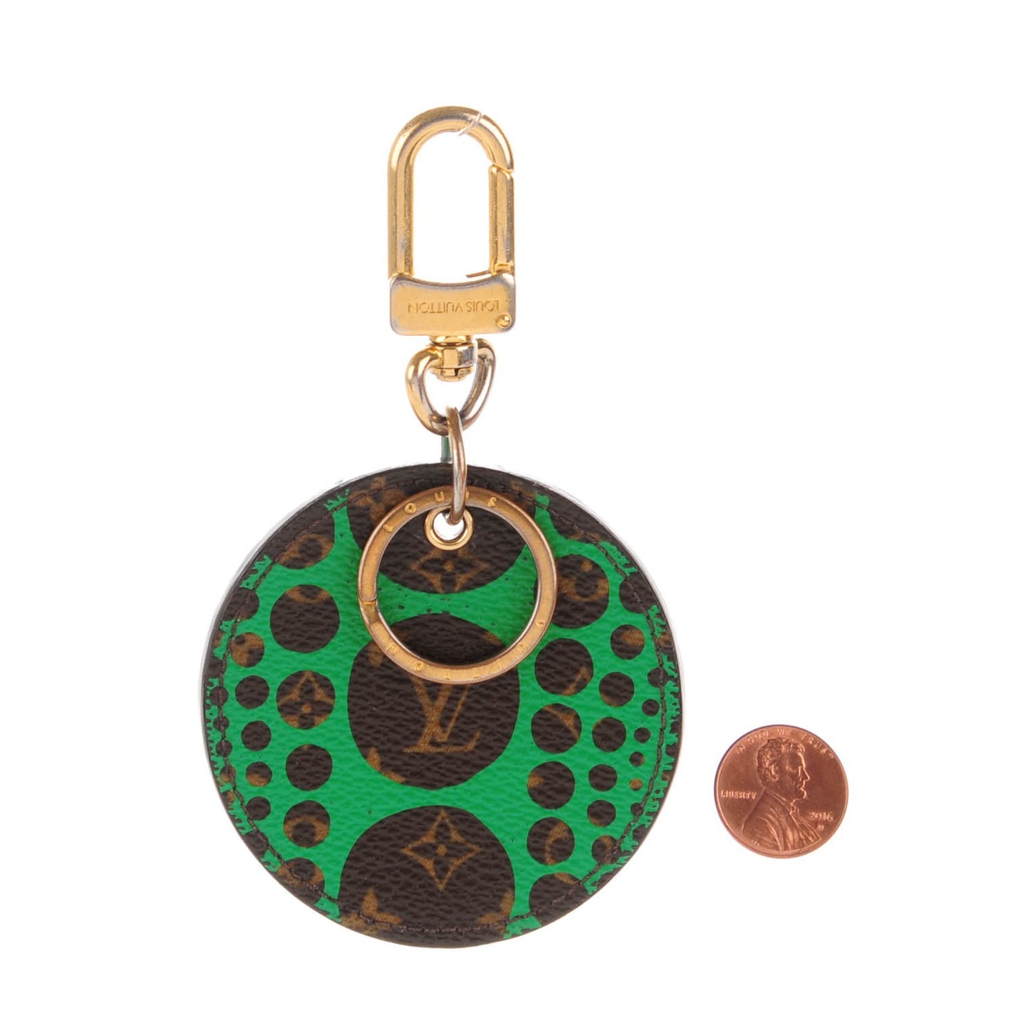 Monogram Kusama Pumpkin Dots Key Ring Green