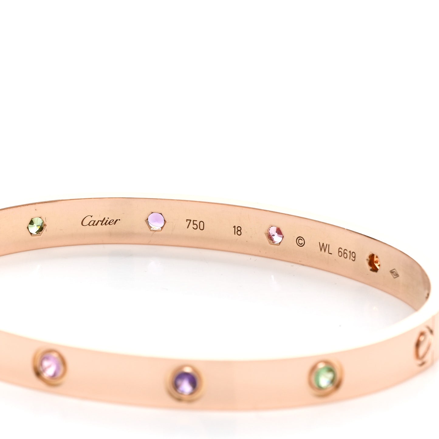 18K Pink Gold Sapphire Garnet Amethyst LOVE Bracelet 18