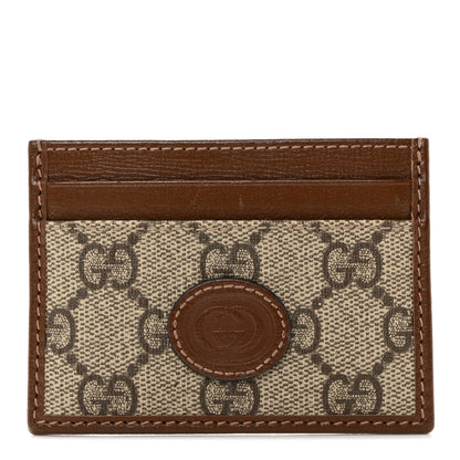 Gucci GG Supreme Monogram Azalea Calfskin Retro Interlocking G Card Holder Beige Ebony Brown Sugar 1 of 7