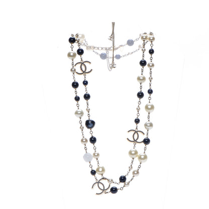 Chanel Pearl Beaded CC Long Necklace Navy 4 of 9