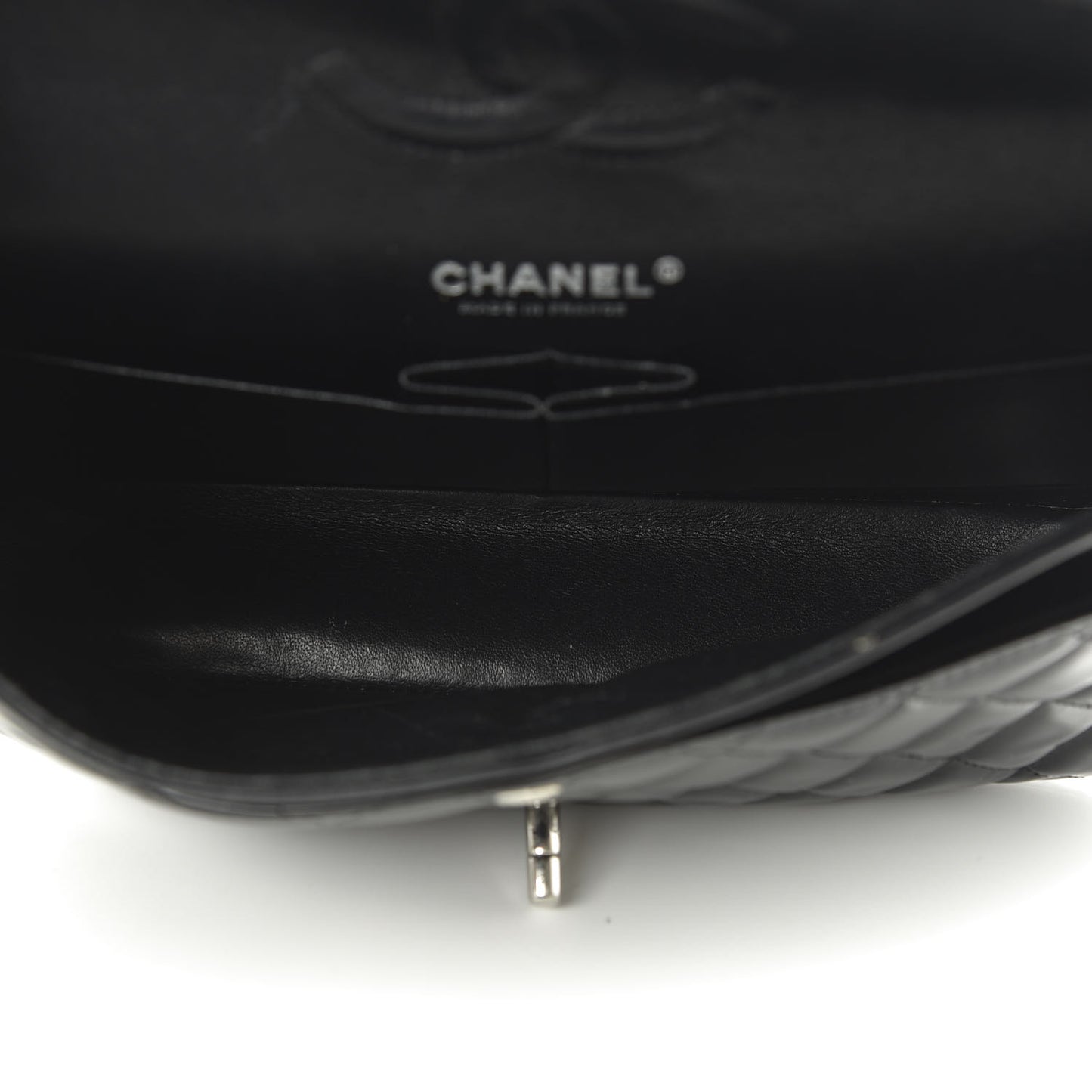 Patent Quilted Medium Double Flap Black