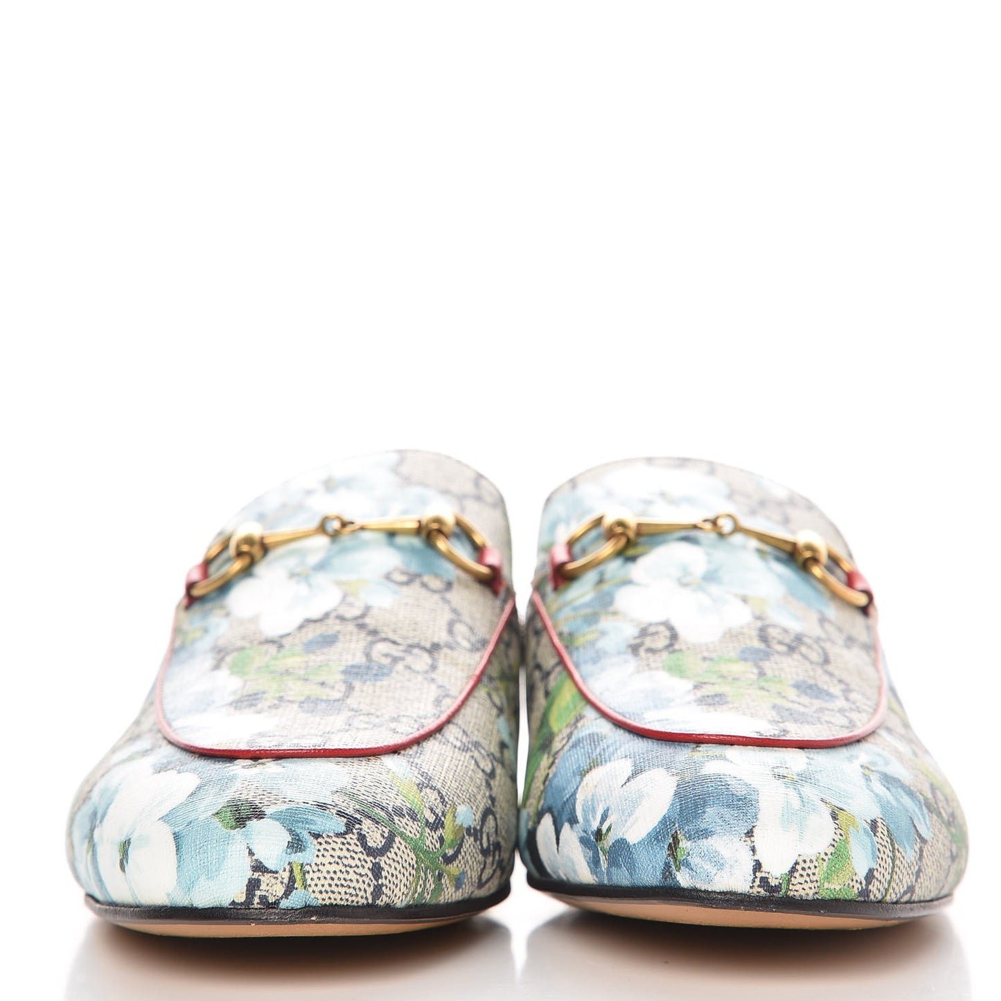 GG Supreme Monogram Blooms Womens Princetown Slippers 39 Beige Blue Navy Hibiscus Red