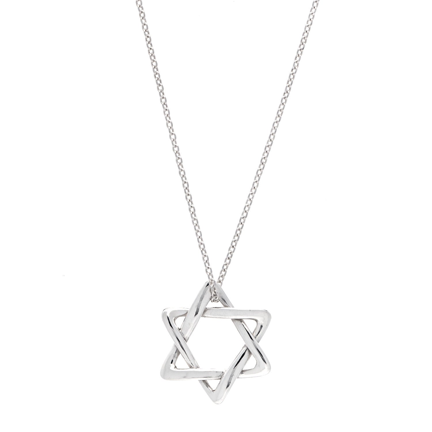 Tiffany Sterling Silver 18mm Elsa Peretti Star of David Pendant Necklace 1 of 5