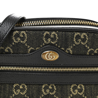 Gucci Jacquard Black Denim GG Monogram Textured Dollar Calfskin Mini Ophidia Shoulder Bag Black Ivory 8 of 13