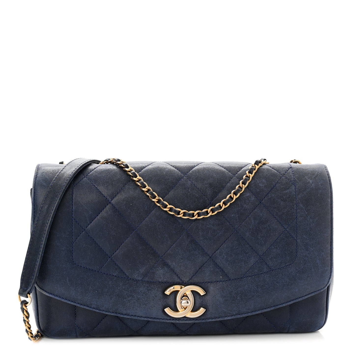 Lambskin Quilted Small Single Flap Blue