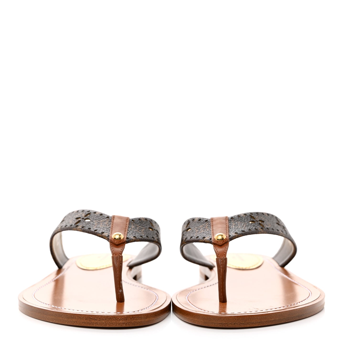 Monogram Sunny Flat Thong Sandals 37.5 Brown
