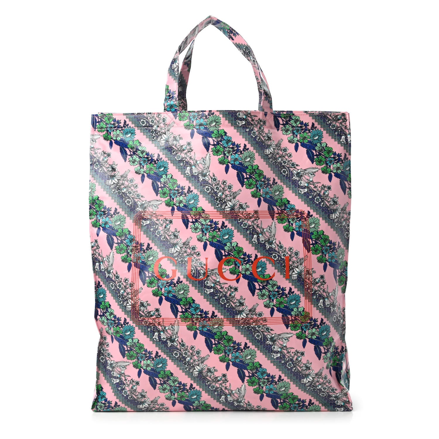 Gucci Patent Canvas Frame Logo Bouquet Print Vertical Tote Pink Daisy 1 of 11