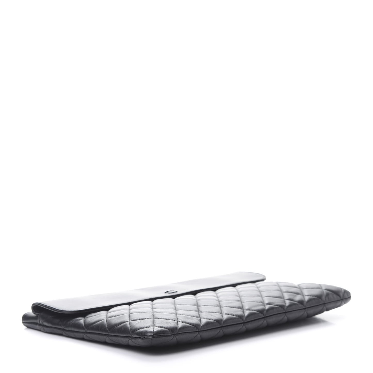 Lambskin Quilted Large Flap Cosmetic Case Black