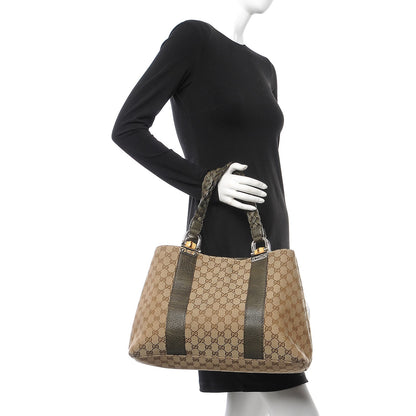 Gucci Monogram Medium Bamboo Bar Tote Olive 2 of 7